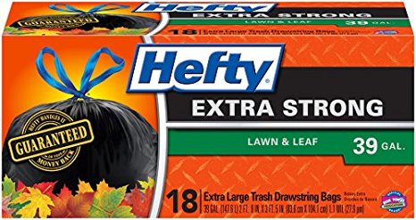 Hefty Drawstring Lawn and Leaf Bags (39-Gallon, 18-Count Box)