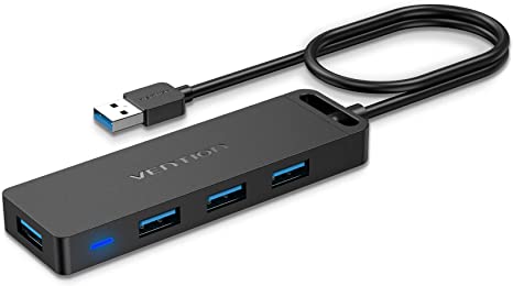 USB hub 3.0，VENTION 4 Port USB hub,USB3.0x4 Micro USB Ultra-Slim Data USB Hub for MacBook, Mac Pro, Mac Mini, iMac, Surface Pro, XPS, PC, Flash Drive, Mobile HDD 1.5FT