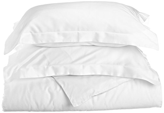 100% Premium Long-Staple Combed Cotton 400 Thread Count, Single Ply, Twin 2-Piece Duvet Cover Set, Solid, White