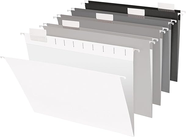 Office Depot® Brand Hanging File Folders, 1/5-Cut, Letter Size, Assorted Grayscale Colors, Pack of 25 Folders