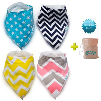 Cute Personalized Bandana Baby Bibs And Burp Cloths/Soft Cotton Absorbent 4Pack