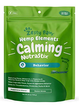 Calming Dental Sticks for Dogs - Stress & Anxiety Relief with Hemp, Melatonin & Chamomile - Dog Tartar Teeth Cleaning & Breath Freshener - Calm Composure for Fireworks, Thunderstorms & Barking