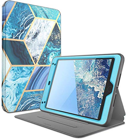 i-Blason Cosmo Case for iPad Mini 5 2019 / iPad Mini 4, [Built-in Screen Protector] Full-Body Folding Stand Protective Case Cover with Auto Sleep/Wake, Blue, 7.9"