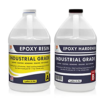 Epoxy Resin 2 Gallon Kit Industrial Grade | Easy to Use, Super Strong, Glossy, Clear, Water-Resistant | for Bonding, Sealing, Casting, Coating, Filling, Gluing - (1 Gallon   1 Gallon)