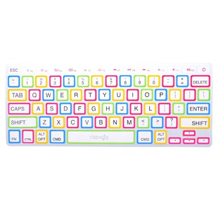 Cosmos ® Premium Rainbow White Color Silicone Soft Keyboard Cover Skin Protector for Apple Macbook Pro 13" 15" with Retina Display and Macbook air 13"