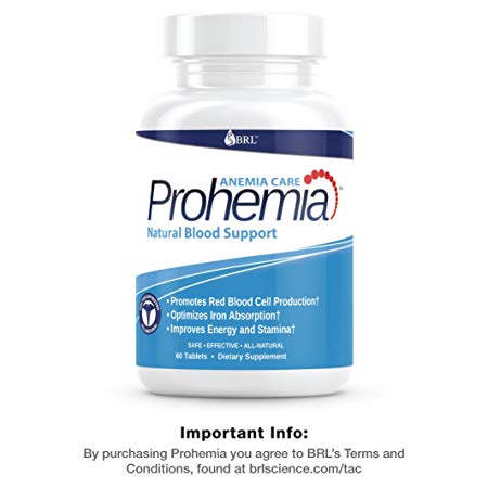 Prohemia Natural Blood Builder and Support for Healthy Iron Levels, Oxygen and Red Blood Cells production, Gluten-Free, Non-GMO - 60 Tablets