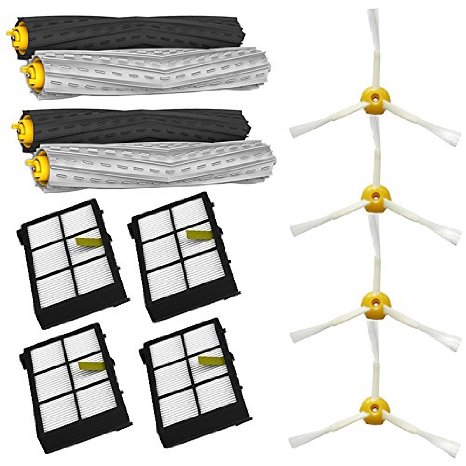 SHP-ZONE Tangle-Free Debris Extractor Set and Side Brushes and Hepa Filters replacement Kit For iRobot Roomba 800 series 870 880