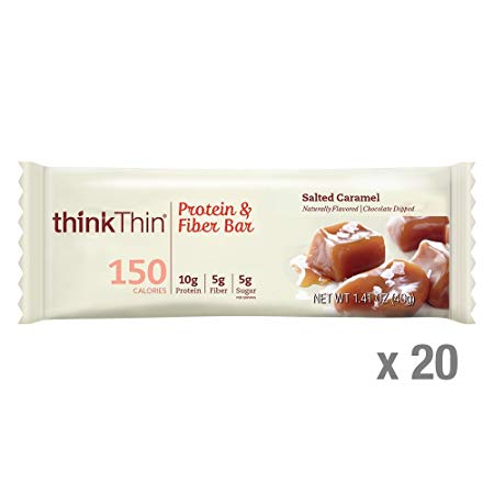 thinkThin Protein & Fiber Bars, Salted Caramel, 1.41 Ounce (20 Count)