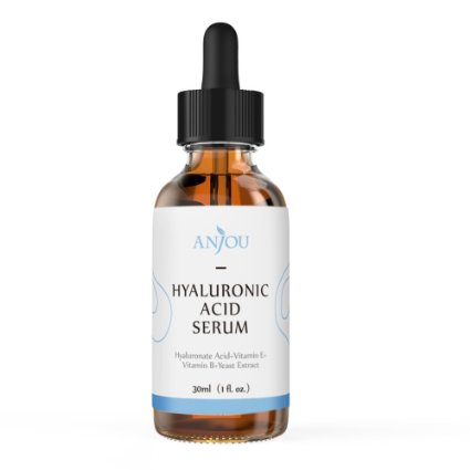 Anjou Hyaluronic Acid Serum, Moisturizer with Vitamin B, E and Natural Essences, Hydrates and Enriches Skin, Restore Elasticity. (1 fl oz/ 30 ml)