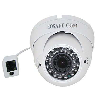 HOSAFE 2MD3W 1080P Varifocal HD IP Camera Outdoor Night Vision ONVIF H.264 Motion Detection Email Alert Remote View Via Smart Phone/Tablet/PC, Working With Foscam IP Camera Software Blue Iris iSpy IP Camera DVR(White)