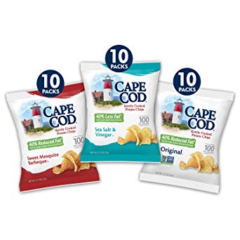 Cape Cod Potato Chips, Reduced Fat Kettle Chips, Variety Pack, 30 Count