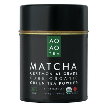 AO AO TEA - Matcha Green Tea Powder - Ceremonial Grade 1oz  30g - Healthy and Delicious - All Natural Energy - USDA Certified Organic Premium Matcha Powder - Product of Japan