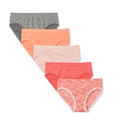 Mae Women's Seamless Hi Cut Brief Panty, 5 pack