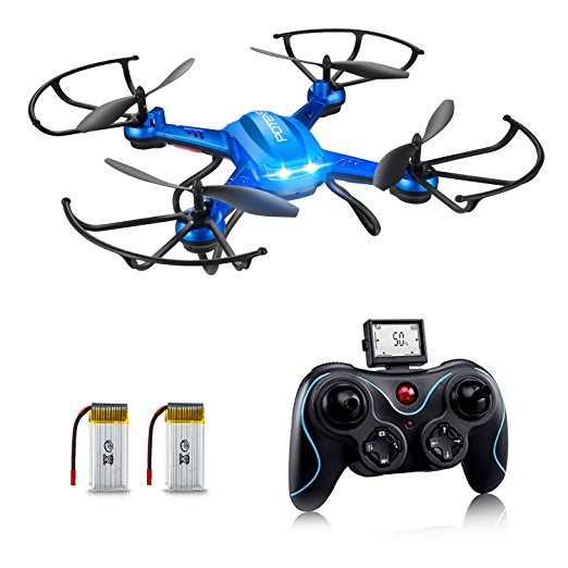 Drone with HD Camera, Potensic® F181H 2.4G 4CH 6Axis RC Quadcopter Drone RTF Altitude Hold with Newest Hover and 3D Flips Function, HD Camera - Blue