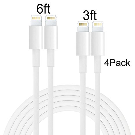 Frieso 2pcs 3ft 2pcs 6ft 8 Pin Lightning to USB Data Cable Sync and Charging Cord Wire for iPhone SE,6s plus, 6s, 6 plus, 6, 5s, 5c, 5, iPad Air, iPad Mini, iPod Touch(White)