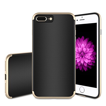 For iPhone 7 Plus Case,Torubia [Slim Fit] Premium TPU PC Shock Absorption Bumper Protection Anti-Skid Texture Cover Lightweight Case for iPhone 7 Plus 5.5 inch - Copper Gold