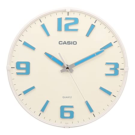 Casio Round Resin Analog Wall Clock (30.8 cmx30.8 cmx4.9 cm, White, WCL54)