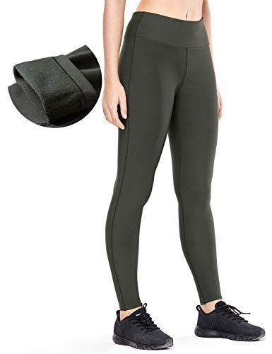 CRZ YOGA Women's Winter Thick Fleece Lined Legging Mid-Rise Sports Warm Pants with Zip Pocket-28 Inches