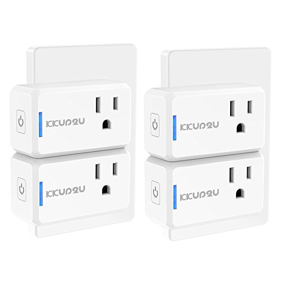 Smart Plug 4-Pack Upgraded Mini WiFi Smart Socket Outlet Work with Amazon Alexa Echo/Google Assistant and IFTTT, No Hub Required by KKUP2U