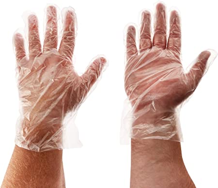 Winco Clear Disposable PE Gloves, Large, 500 pcs.