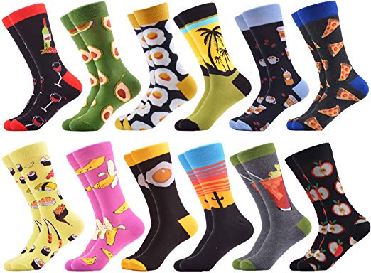 WeciBor Men's Dress Cool Colorful Novelty Funny Casual Combed Cotton Crew Socks Pack