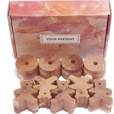 Smiley Overvalued 12 Pc - Cedar Blocks for Clothes Storage - Enoz Moth Traps for Clothes Moths - Cedar Rings for Drawers and Carpet Beetles