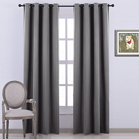Nicetown Blackout Curtains Window treatment Panel Drapes - (Grey Color) - Curtains for fitting Room ,W52 x L95 Inch ,8 Grommets / Rings Top ,1 Panel