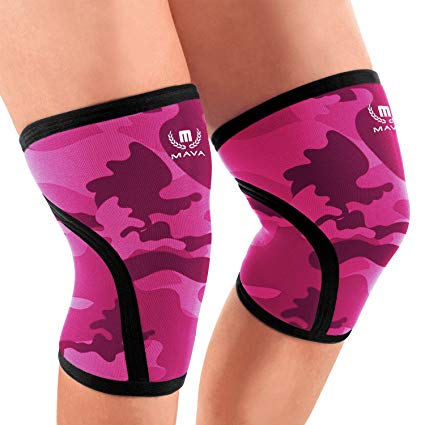 Mava Sports Pair of Knee Compression Sleeves Neoprene 7mm for Men & Women for Cross Training WOD, Squats, Gym Workout, Powerlifting, Weightlifting