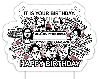 It is Your Birthday Cake Topper The Office Merchandise Birthday Decoration Party Supplies Dwight Schrute Dunder Mifflin Characters Design
