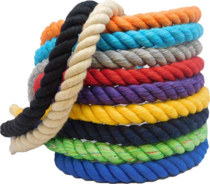 Ravenox Natural Twisted Cotton Rope | Made in The USA | Strong Triple-Strand Cordage for Sports, Décor, Pet Toys, Crafts, Macramé & Indoor Outdoor Use| by The Foot & Diameter (Multiple Colors)