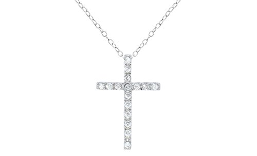 Brilliant Jewelry Round Cut Cz Cross Pendant 18in Cable Chain by NYC Sterling