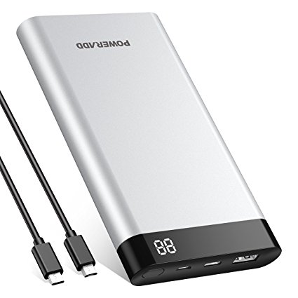 Poweradd Virgo 10000mAh Power Bank Portable Charger (USB-C Input & Output 5V/3A) with Digital LED Display for iPhone, Samsung Galaxy, Google Pixel 2, Nintendo Switch, Nexus, OnePlus and More - Silver