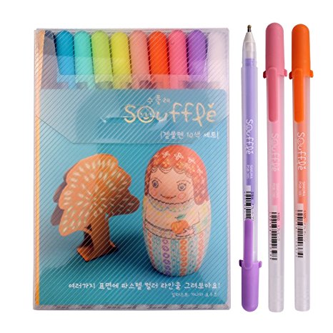 Sakura Pgb10c52 Souffle 10-piece Gelly Roll Blister Card Gel Ink Pen Set, Medium Point 0.8mm, Assorted Colors