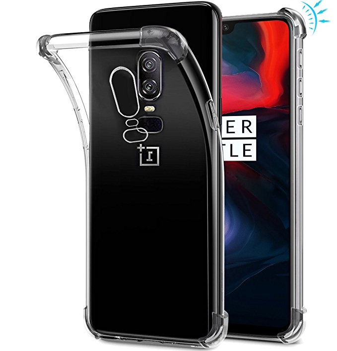 OnePlus 6 case, Sucnakp TPU Shock Absorption Technology Raised Bezels Protective Case Cover for OnePlus 6 smartphone (TPU Clear)