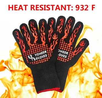 Yoheer 932F Oven Mitts65292Cut and Heat Resistant GlovesChef Baking SuppliesGrill Accessoriesgood for Barbecue65288BBQ100 Cotton Lining Stripes for Ultimate Grip Versatile for Kitchen