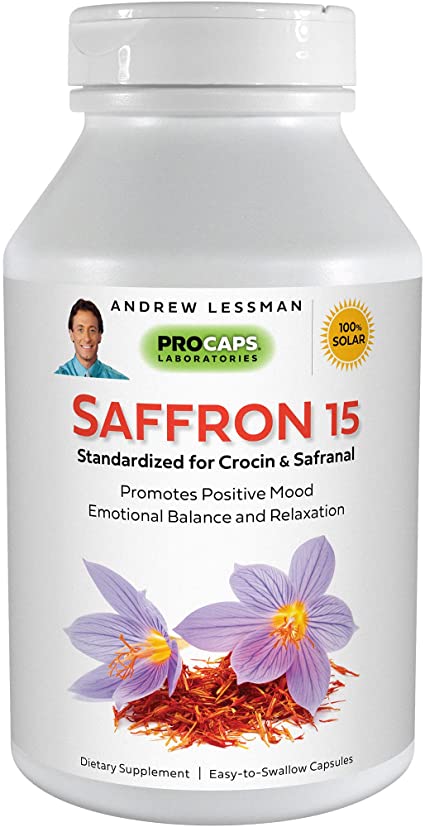 Andrew Lessman Saffron 15-240 Capsules - Standardized Extract. Promotes Positive Mood and Emotional Balance. Relaxation and Quality Sleep. No Additives. Small Easy to Swallow Capsules.