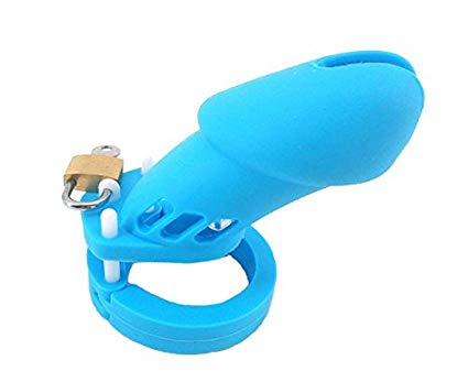 FeiGu Silicone Chastity Cage Device for Male Penis Exercise Sex Toys Fetish Erotic 4(long,blue)