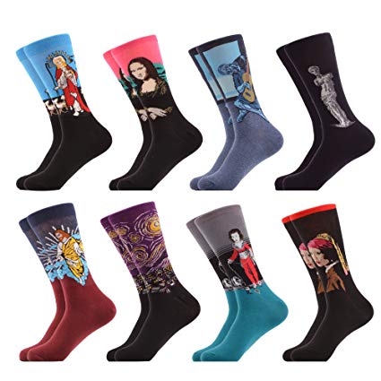 WeciBor Men's Dress Cool Colorful Fancy Novelty Funny Casual Combed Cotton Crew Socks Pack