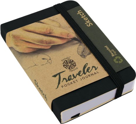 Pentalic Traveler Pocket Journal Sketch, 4" x 3", Black