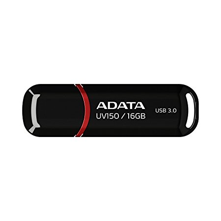 ADATA UV150 16GB USB 3.0 Snap-on Cap Flash Drive, Black (AUV150-16G-RBK)