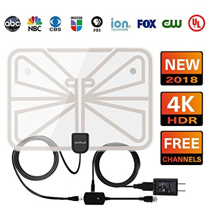 Digital HDTV Antenna UPGRADED 2018 VERSION-Support All TVs Best 50  Miles High Definition with UL Adapter 1080P 4K Ready Advanced Amplifier Signal Booster and 16.5FT Coax Cable for Digital Freeview