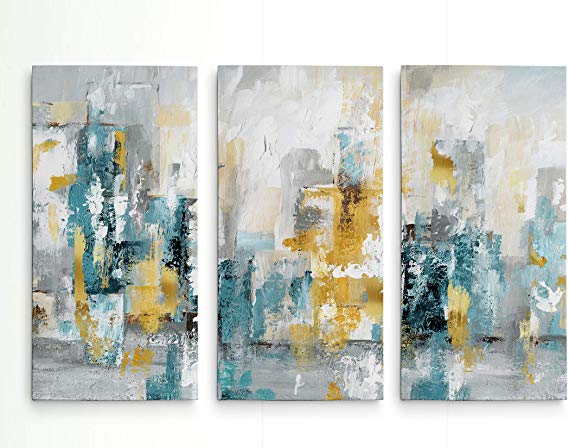 Renditions Gallery Abstract Landscape 'City Views II' 3 Panel Art Wall Décor for Home, Office, Bedroom, Living Room, 40X60