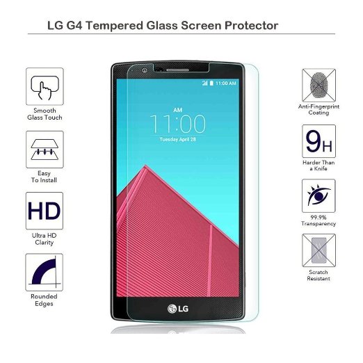 LG G4 Screen ProtectorNozza LG G4 Glass Screen ProtectorRound Edge 03mm Ultra-clear Perfect Fit for LG G4 Maximum Screen Protection from Bumps Drops Scrapes and Marks Life Warranty
