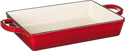 Crock Pot 112006.01 Artisan 13 Inch Enameled Cast Iron Lasagna Pan, Scarlet Red