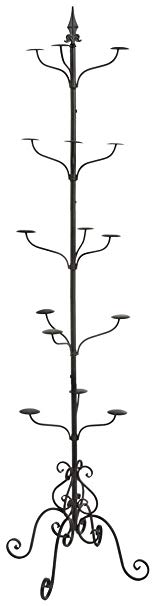 Displays2go Tall Multi-Tiered Rotating Wrought Iron Hat and Coat Rack, Black