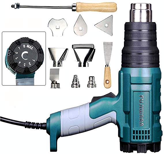 Heat Gun 2000W Variable Temperature, Hot Air Gun 122°F - 1112°F with 5 Nozzle Attachments for Stripping Paint, Shrinking PVC/Wrap, Cell Phone Repairs (2000W (Temp Adjustable))