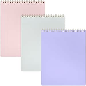 PAPERAGE Top Bound Spiral Notebook, 3 Pack, Lined Notepad, (Lavender/Blush/Light Grey), 70 Sheets (140 Pages) Per Notebook, Wide/Legal Ruled, 8.5 inches x 11 inches