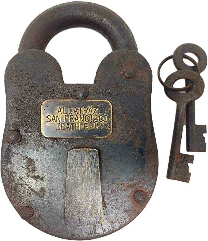 Cast Iron Alcatraz Penitentiary Prison Padlock Lock With Keys