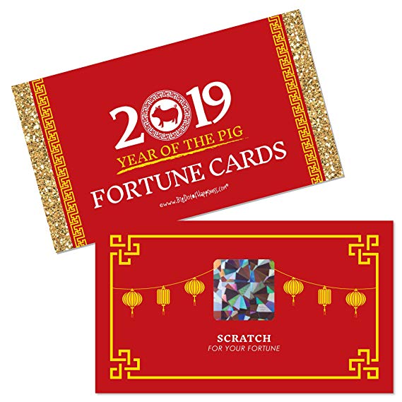 Chinese Year - 2019 Year of The Pig Party Scratch Off Fortune Cards - 22 Count