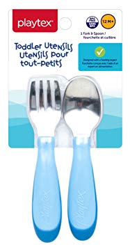 Playtex Baby BPA-Free Kids Toddler Utensils, 12 Months  , Includes Fork & Spoon